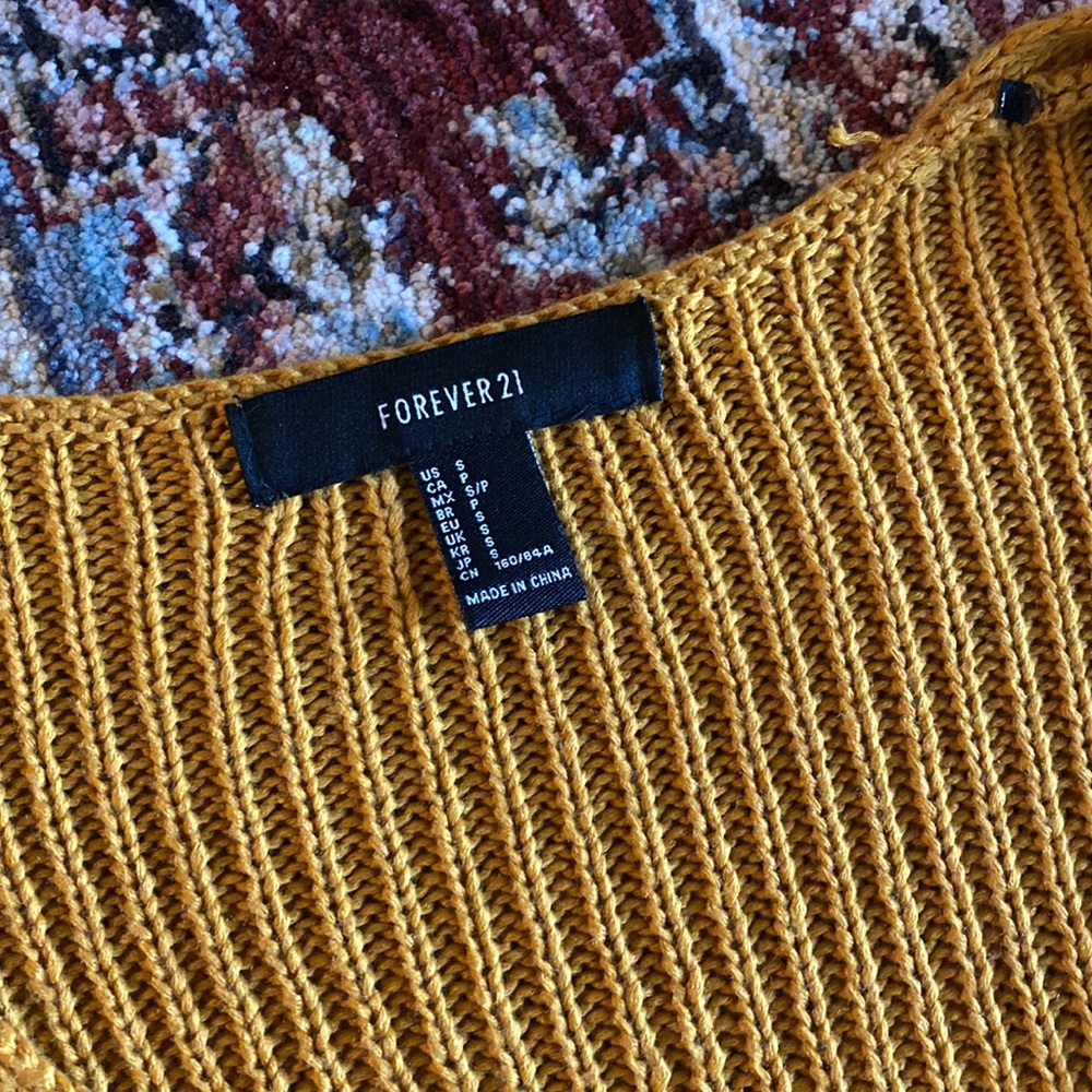 Forever 21 yellow bell sleeve cropped sweater - Picture 2 of 3